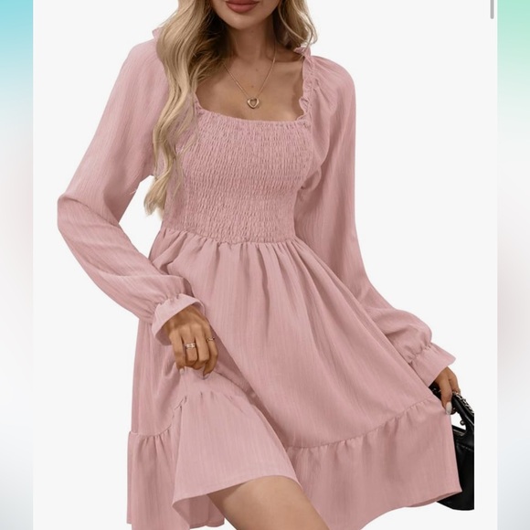 Dresses & Skirts - Clarisbelle | light pink square neck mini smocked dress, size XL